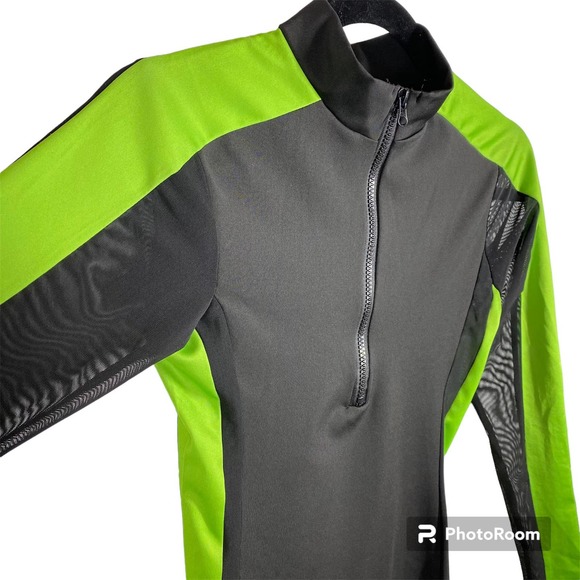Superdown Mesh Long Sleeve 1/4 Zip Bodycon Mini Dress Black Green Womens Small - Picture 7 of 12